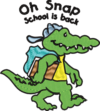 Alligator school is back-Alligator school is back,School, funny, cute, education, academic, machine embroidery