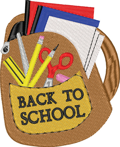 Back to school bag-School, bag, book bag, machine embroidery