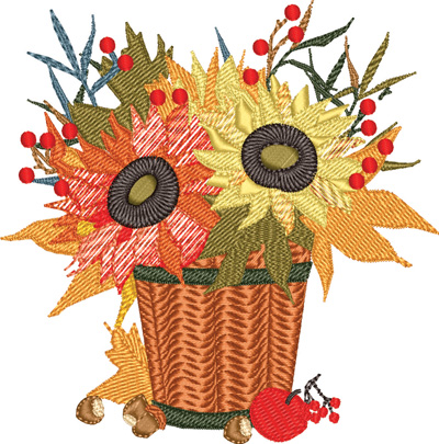 Bucket of fall flowers-Bucket of fall flowers, bucket, flowers, Fall, Autumn, seasons, machine embroiddery