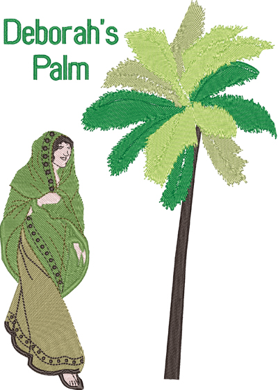 Deborahs Palm-Deborahs Palm, Jewish, Deborah, Palm tree, prayers, religion, machine embroidery