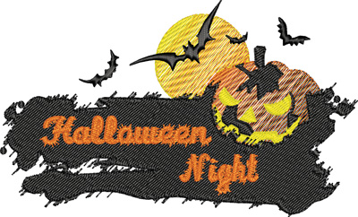 Halloween night-Halloween night,Halloween, pumpkin, holiday, machine embroidery