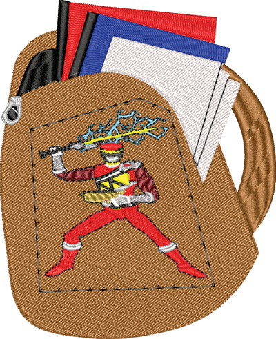 Red Power Ranger backpack-Backpack, Power Rangers, School, Kids  machine embroidery