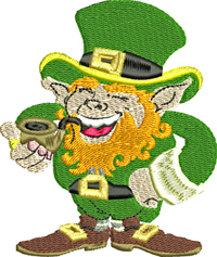 Smokin Leprechaun-Leprechaun, St. Patricks Day, Irish, Ireland, Holiday embroidery, Irish embroidery,machine embroidery